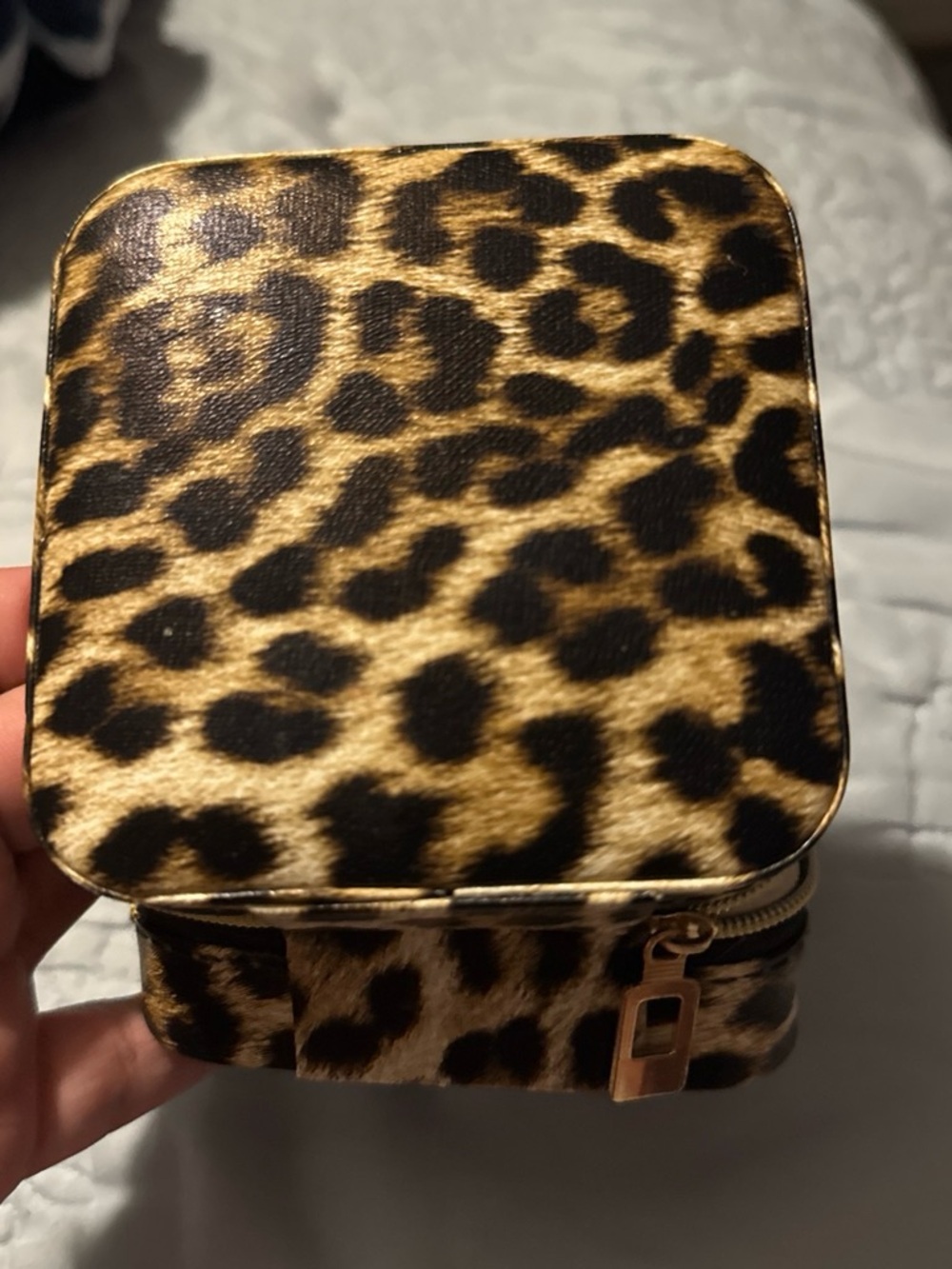 Leopard Print Travel Jewelry Case - Brown & Black